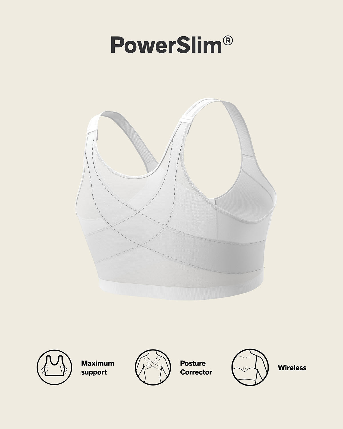 Multi/functional back support posture corrector wireless bra#color_000-white
