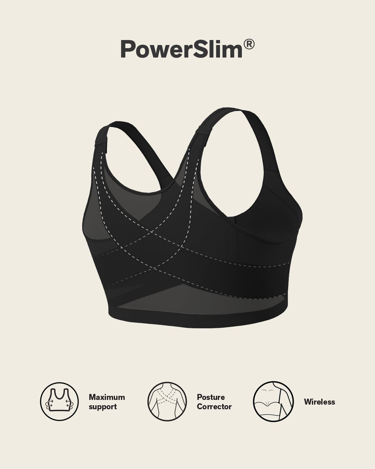 Multi/functional back support posture corrector wireless bra#color_700-black