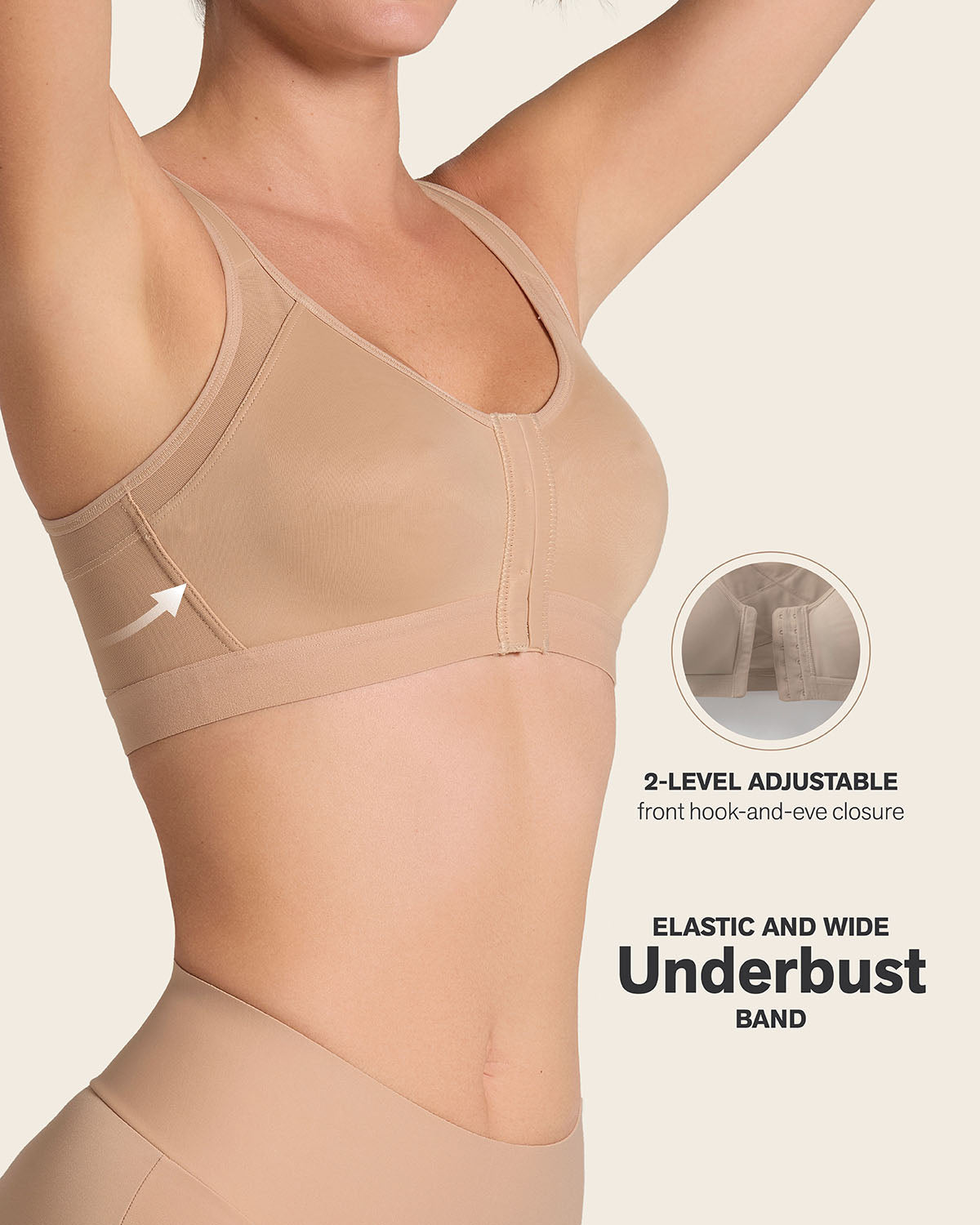 Multi/functional back support posture corrector wireless bra#color_801-golden-beige