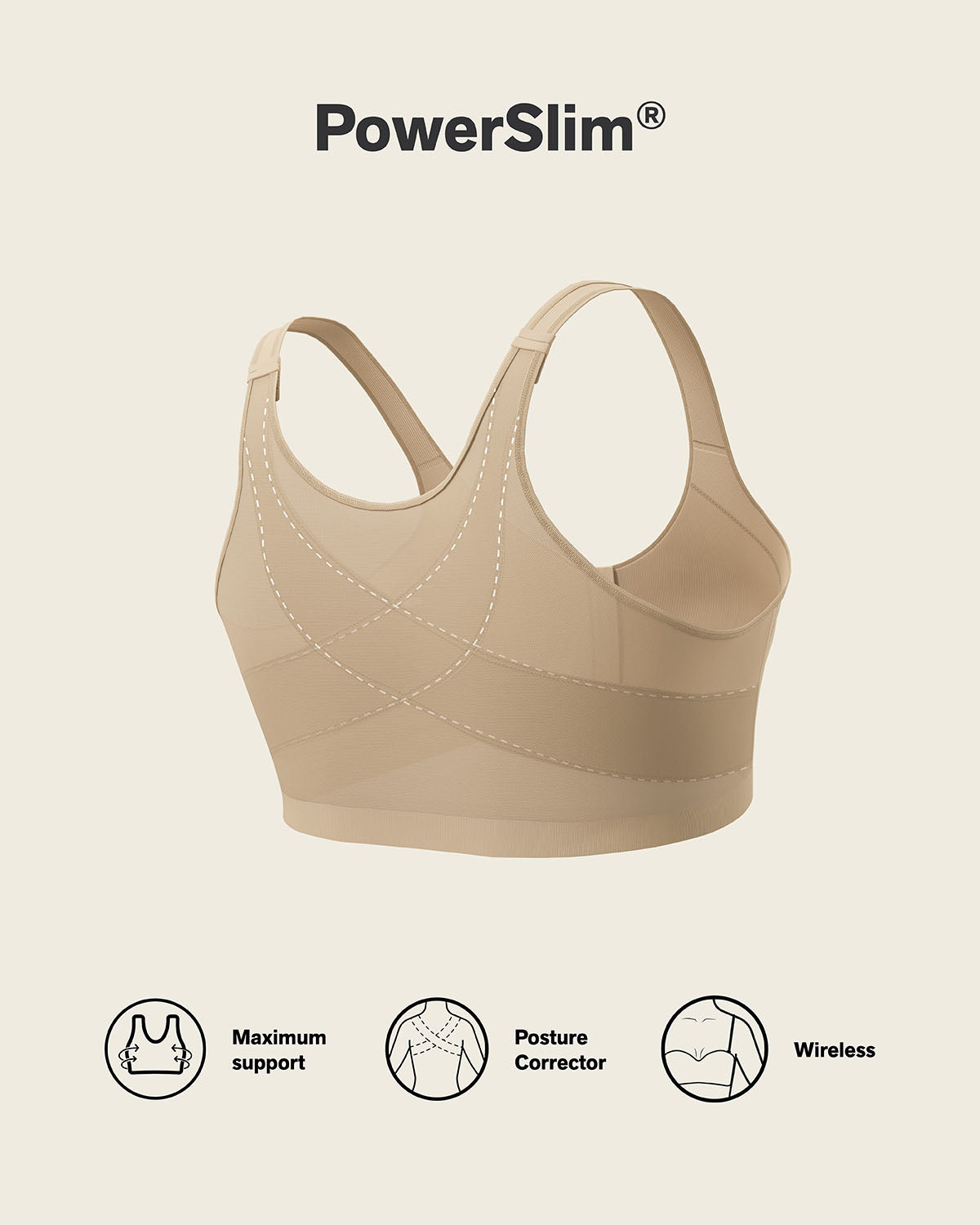 Multi/functional back support posture corrector wireless bra#color_801-golden-beige