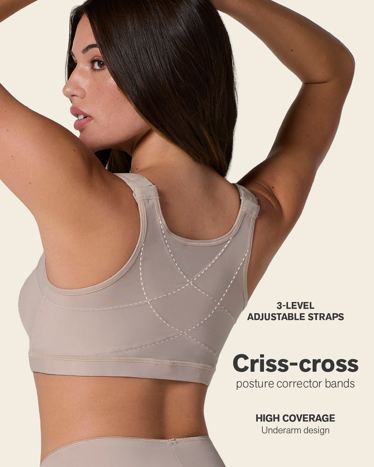 Multi/functional back support posture corrector wireless bra#color_802-nude