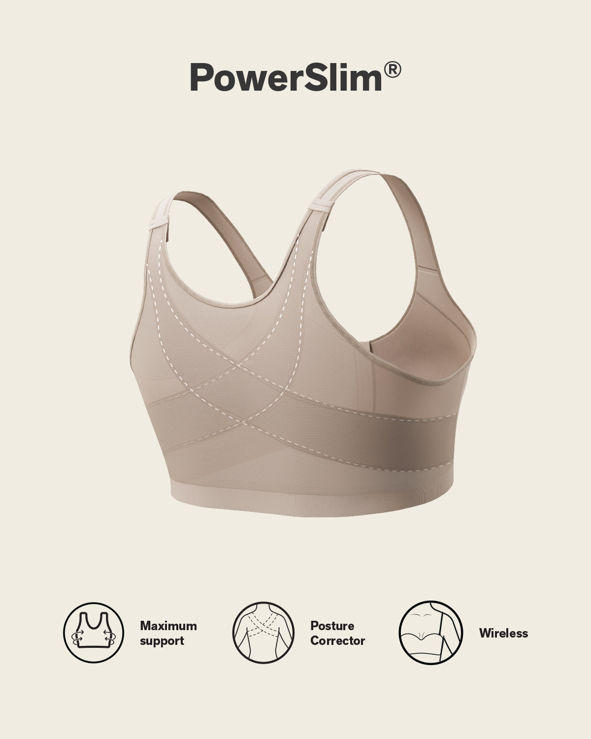 Multi/functional back support posture corrector wireless bra#color_802-nude