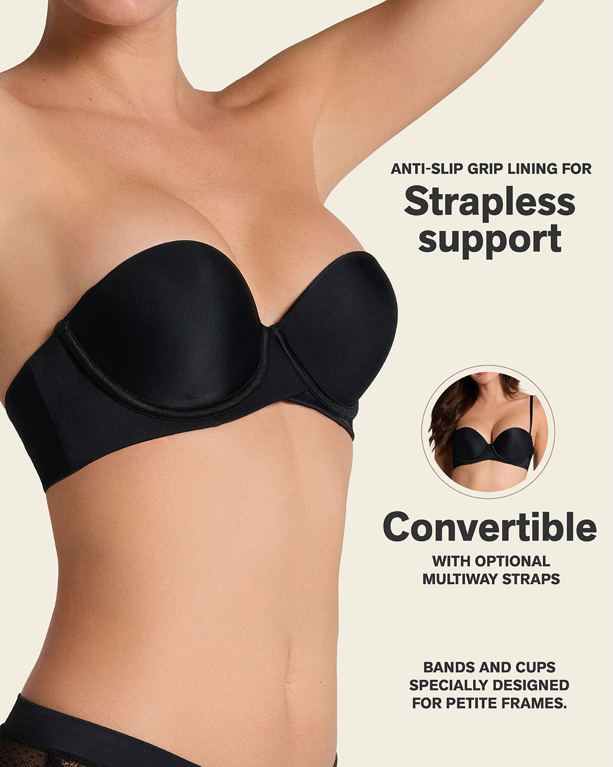 Double push-up strapless petite bra#color_700-black