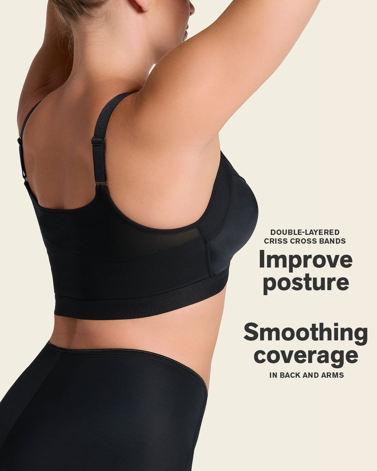 Comfortable posture corrector bra with contour cups - multi/benefit#color_700-black