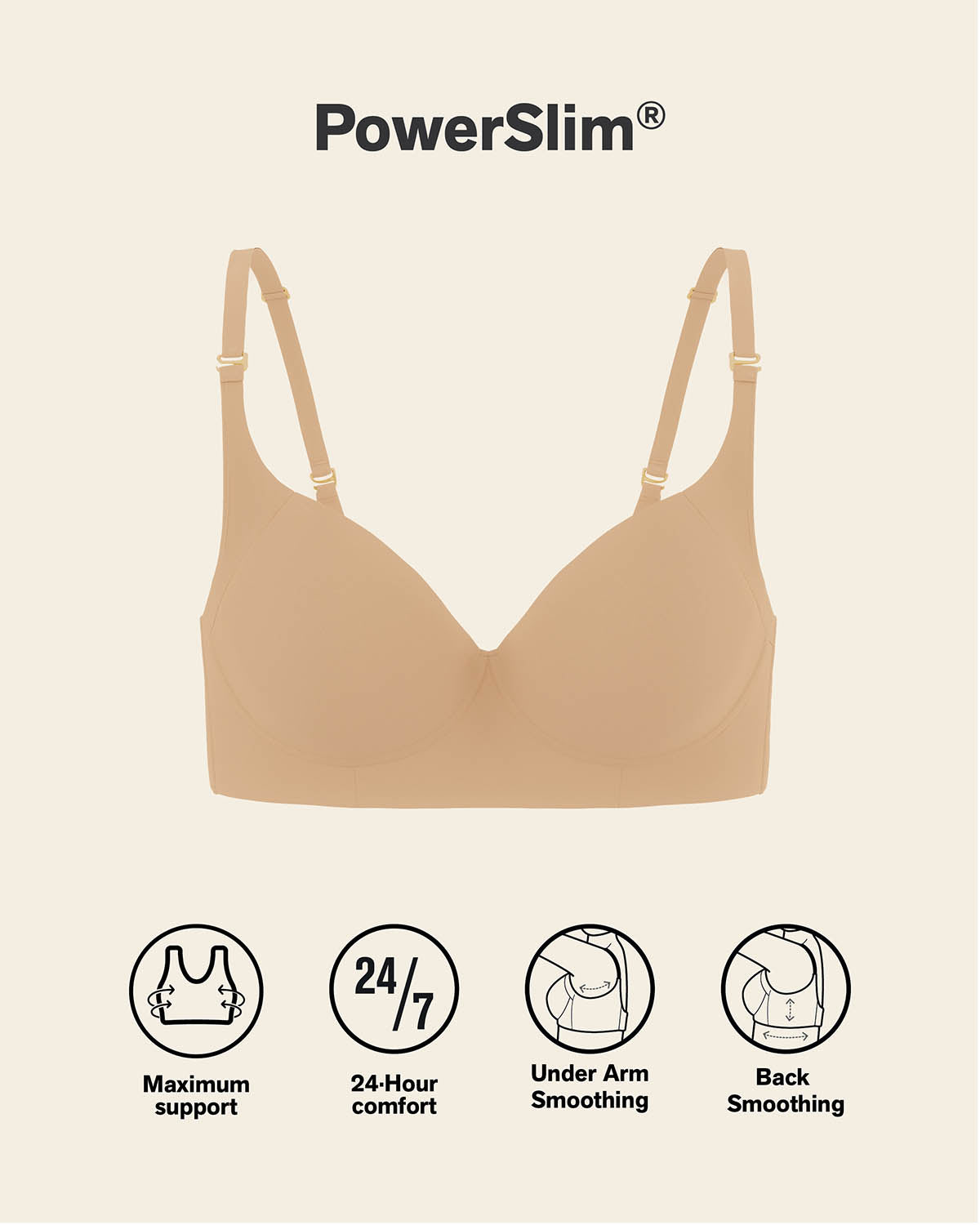 High profile back smoothing bra with soft full coverage cups#color_801-golden-beige