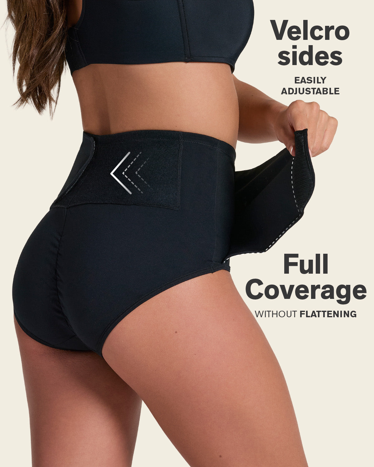 Firm compression postpartum panty with adjustable belly wrap#color_700-black