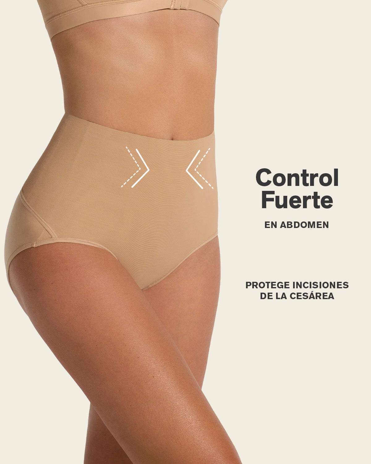 Firm compression postpartum panty with adjustable belly wrap#color_801-golden-beige