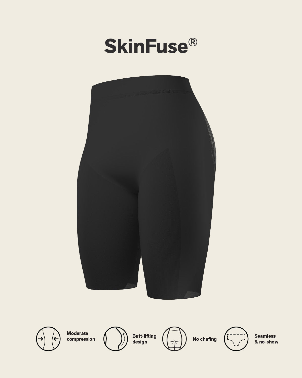 Well-rounded invisible butt lifter shaper short#color_700-black