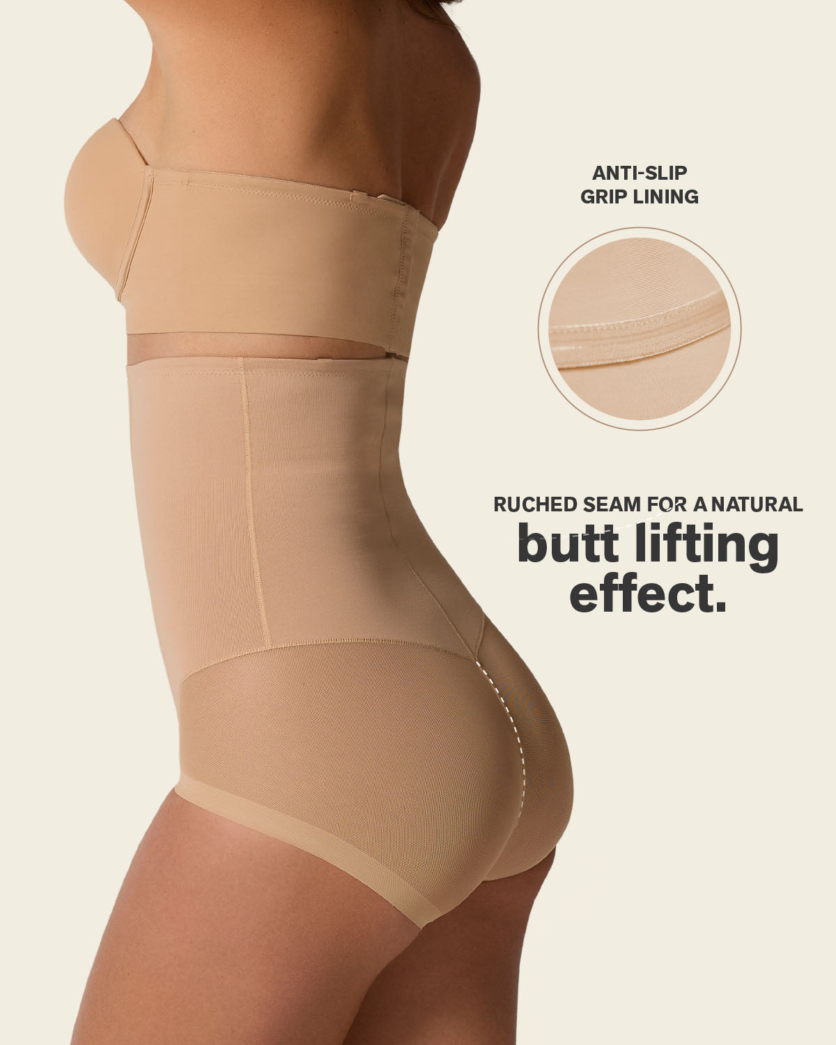 Extra high-waisted sheer bottom sculpting shaper panty#color_801-golden-beige