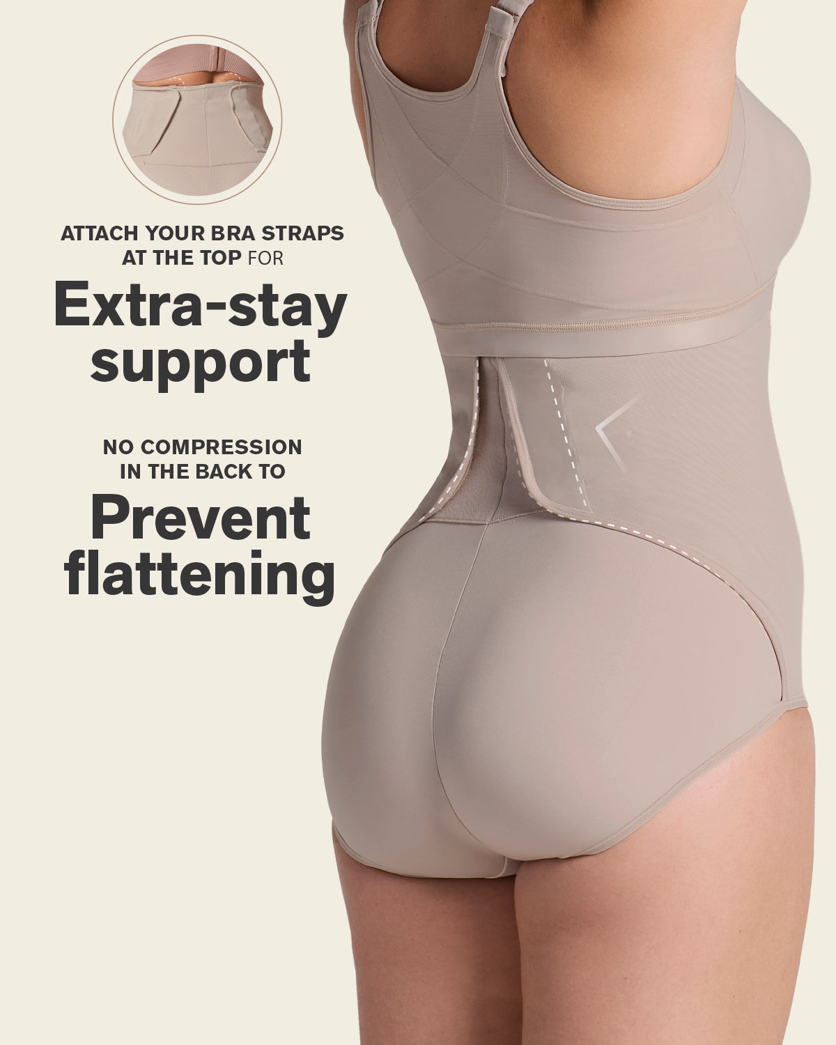 High-waisted firm compression postpartum panty with adjustable belly wrap#color_802-nude