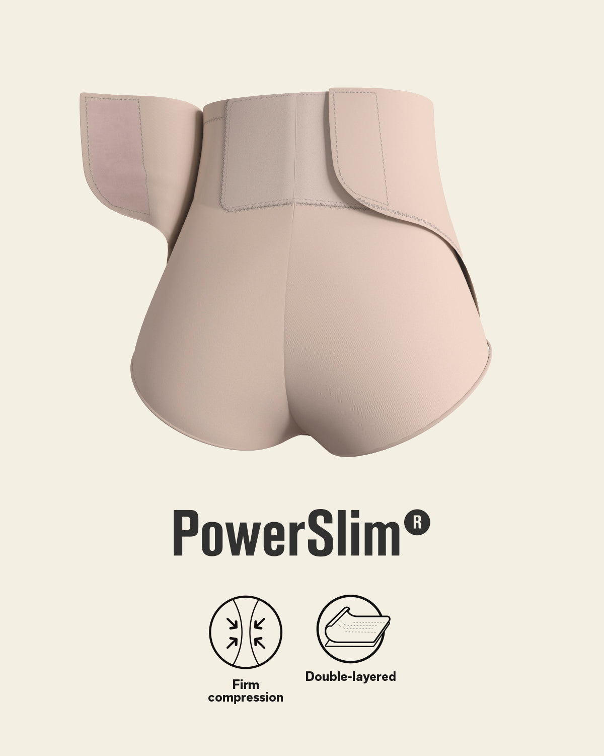 High-waisted firm compression postpartum panty with adjustable belly wrap#color_802-nude