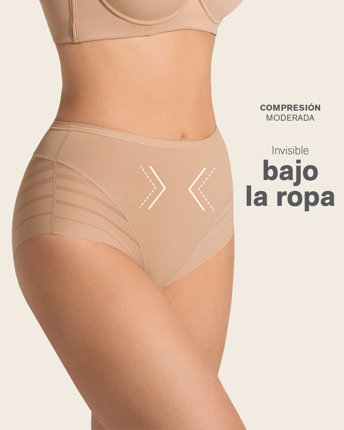 Lace stripe undetectable classic shaper panty#color_801-golden-beige
