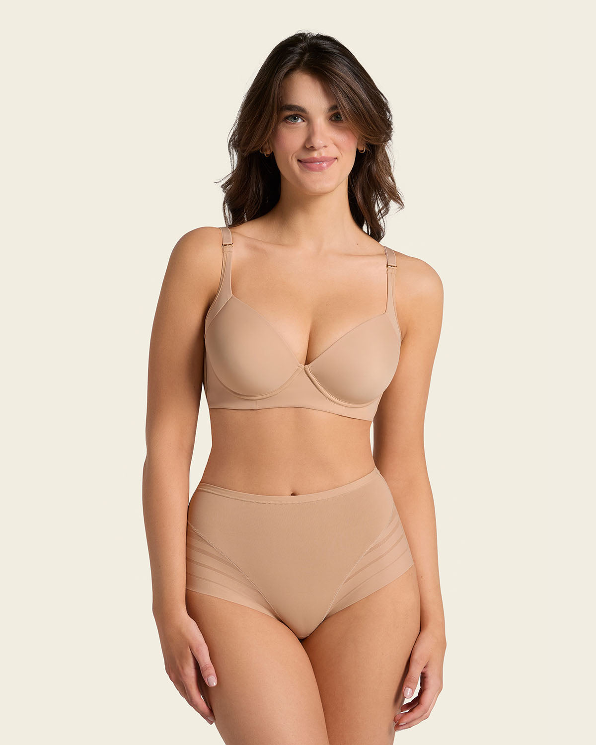 2-Pack Stripe Undetectable Lace Classic Shaper Panties#color_s03-black-golden-beige