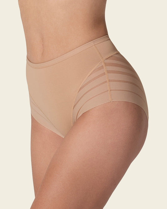Lace stripe undetectable classic shaper panty#color_801-golden-beige
