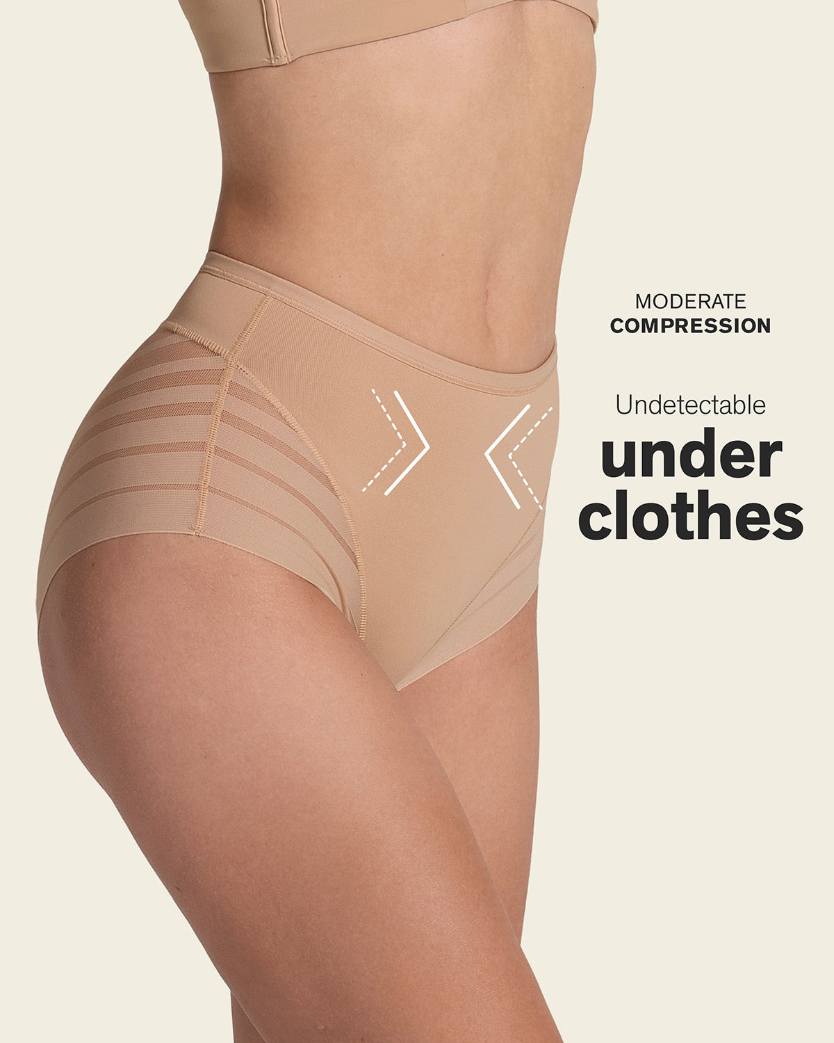 Lace stripe undetectable classic shaper panty#color_801-golden-beige