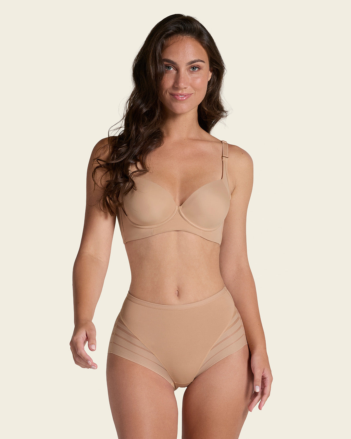 Lace stripe undetectable classic shaper panty#color_801-golden-beige