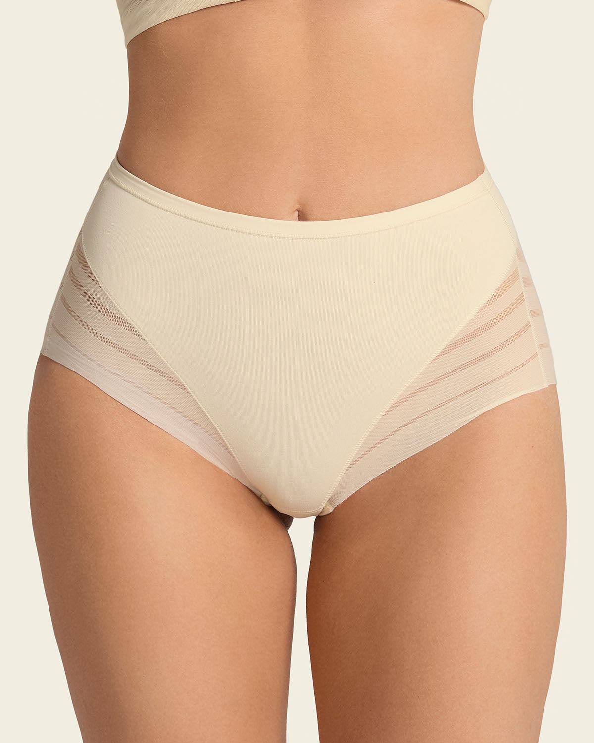 Lace stripe undetectable classic shaper panty#color_898-ivory