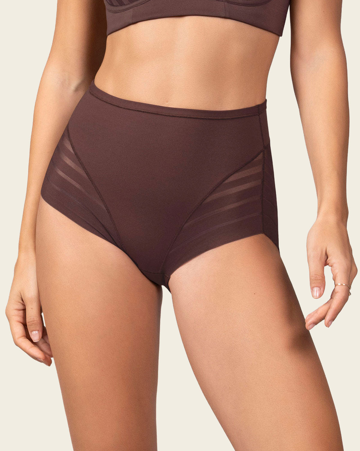 Lace stripe undetectable classic shaper panty#color_c56-cocoa