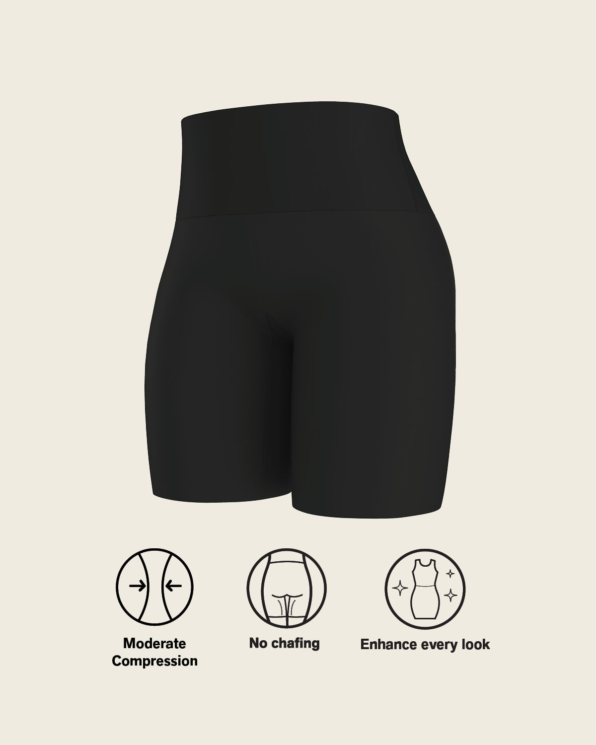Moderate compression high-waisted shaper slip short#color_700-black