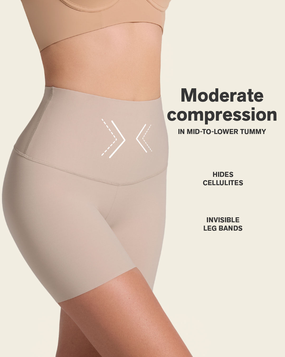 Moderate compression high-waisted shaper slip short#color_802-nude