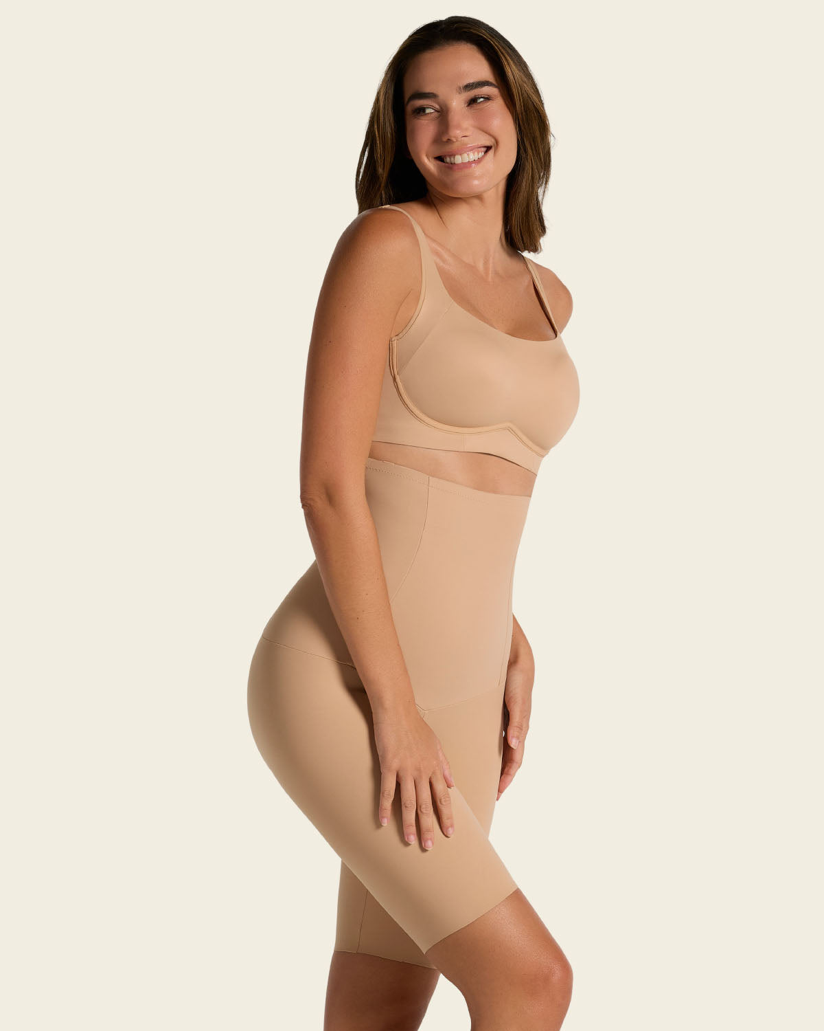 Extra High Waisted Firm Shaper Short#color_801-golden-beige