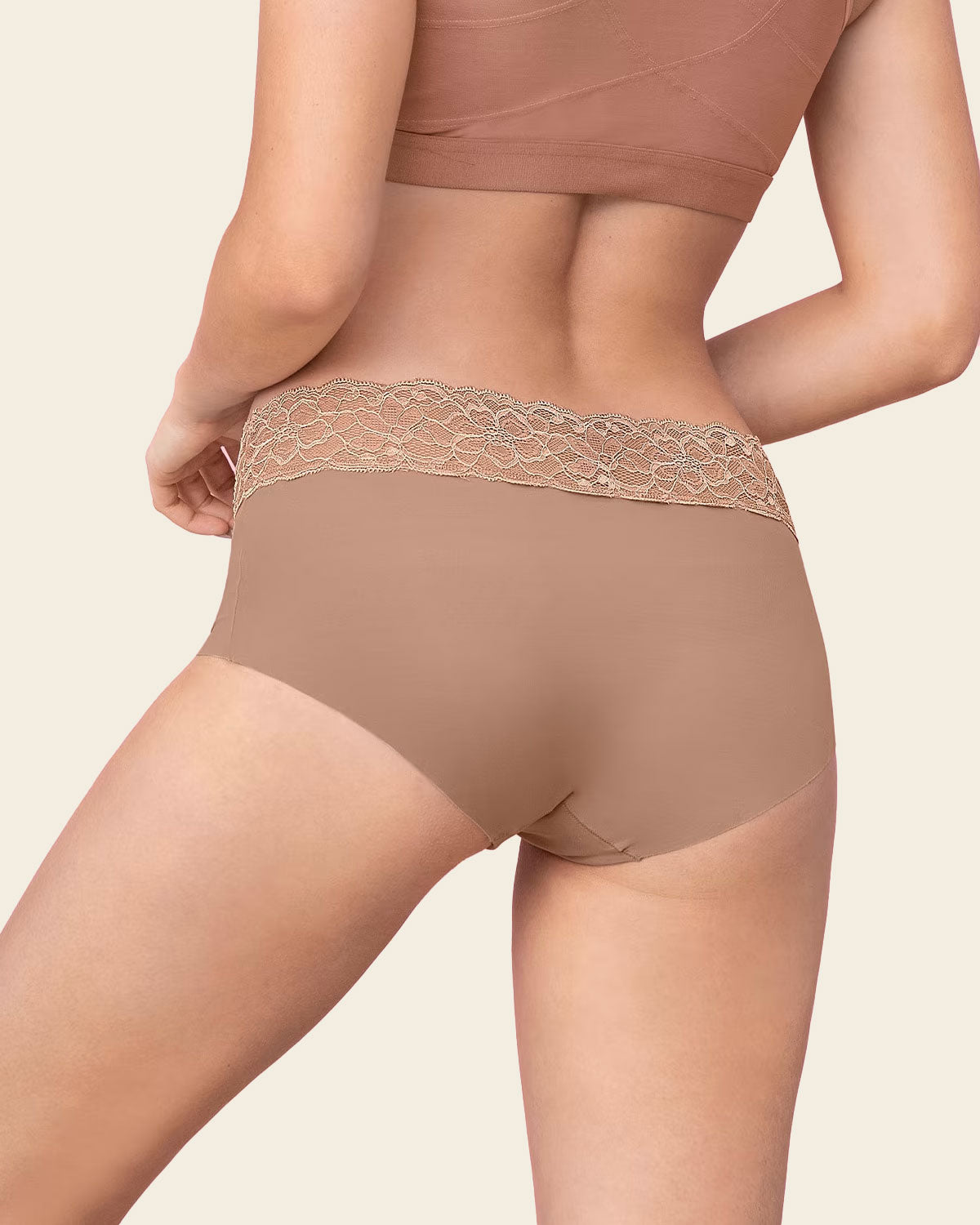 Ultra light lace trim hipster panty#color_857-brown