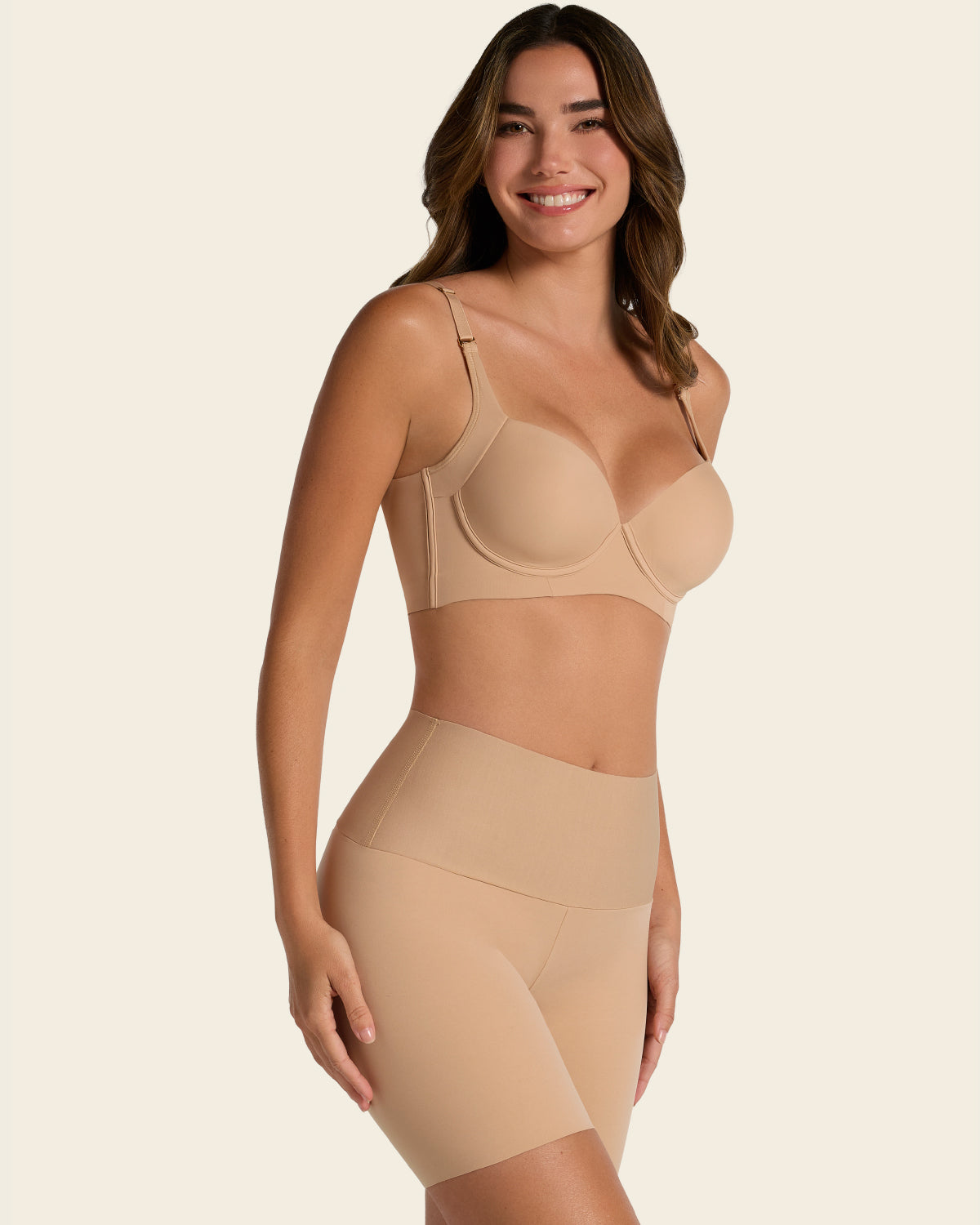Stay-in-place seamless slip short#color_801-golden-beige