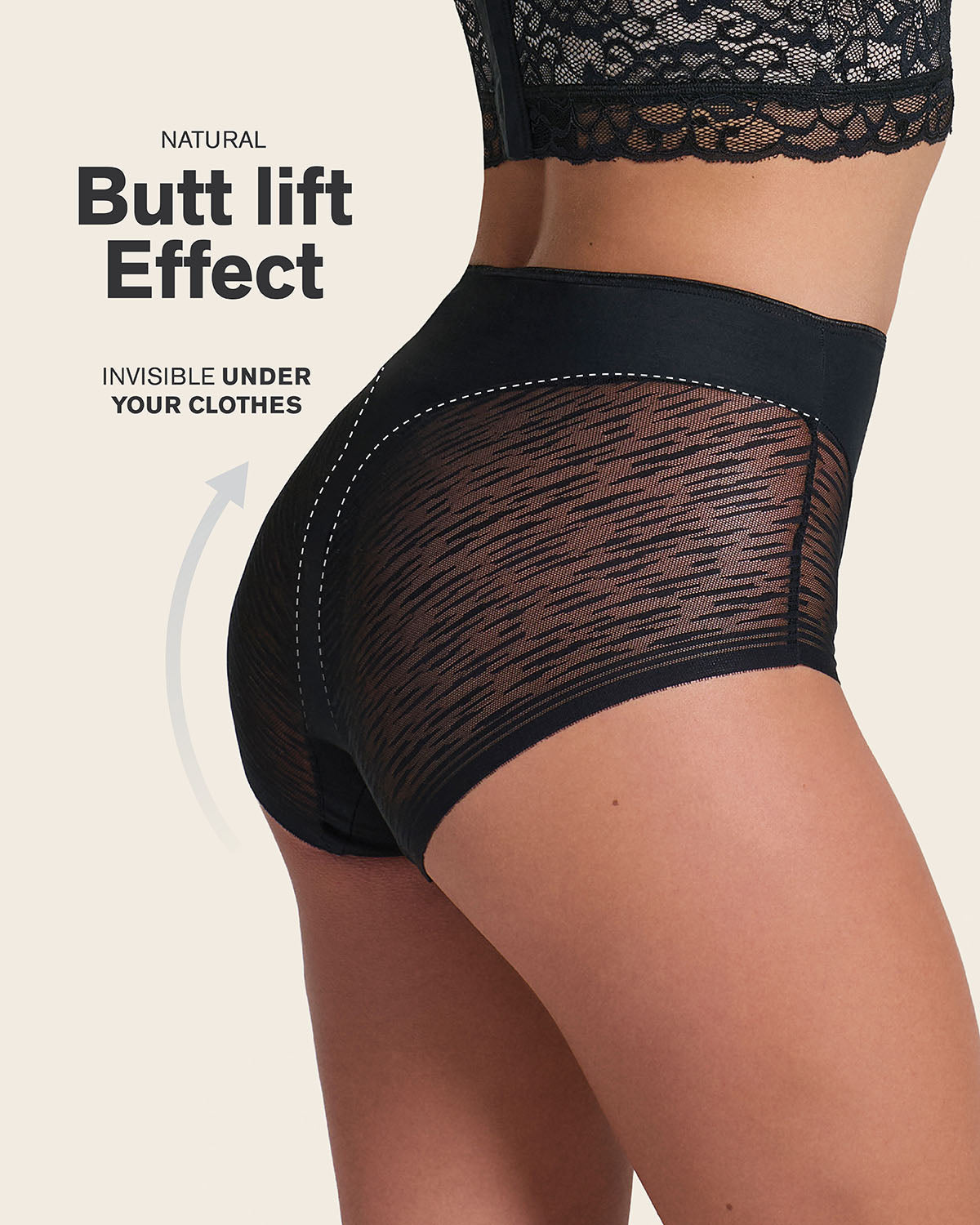 High-waisted sheer lace shaper panty#color_s01-black-nude