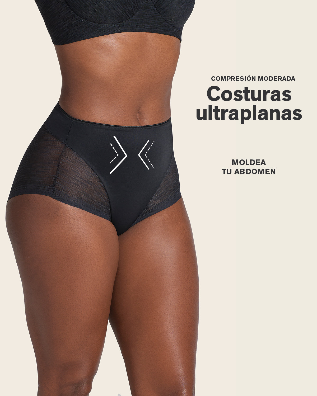 High-waisted sheer lace shaper panty#color_s01-black-nude