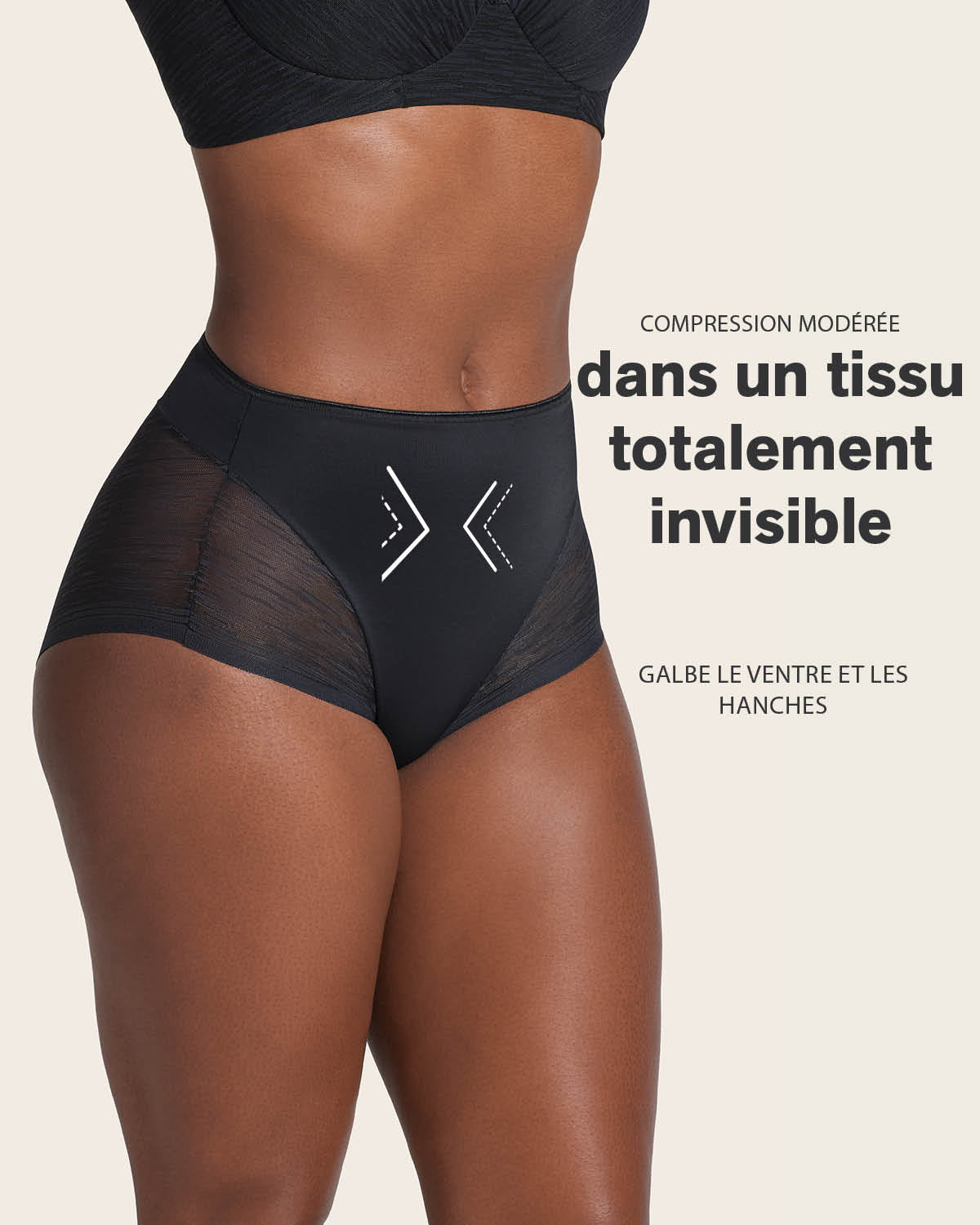 High-waisted sheer lace shaper panty#color_s01-black-nude