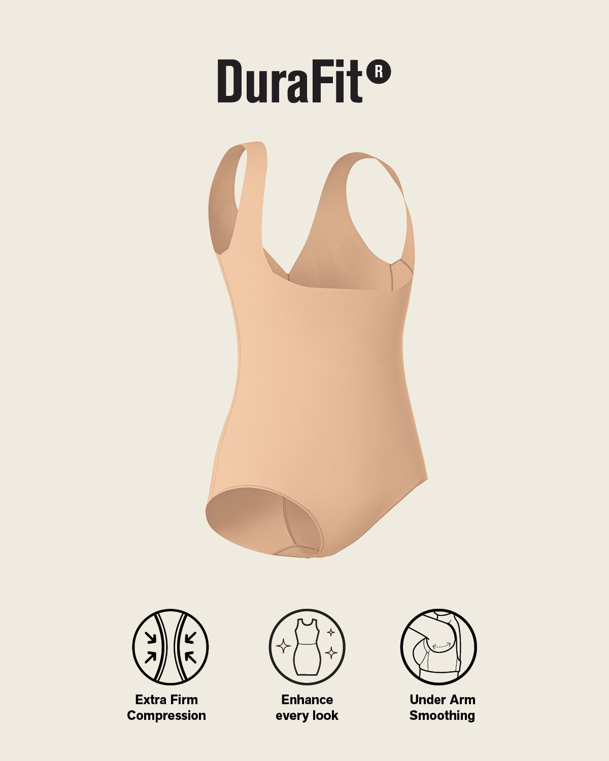 Plunge back classic sculpting body shaper#color_801-golden-beige
