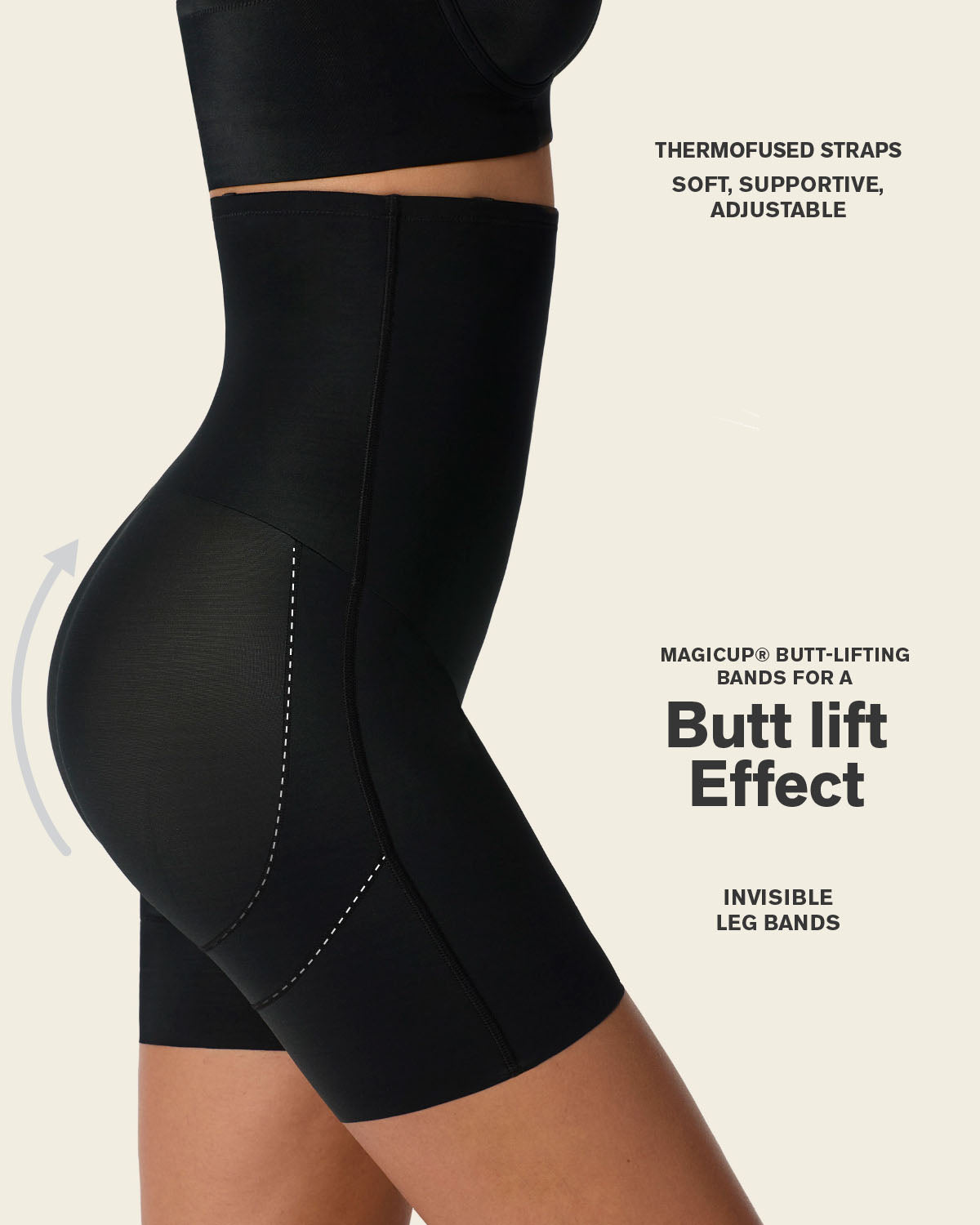 Strapless sculpting step-in body shaper with short bottom#color_700-black