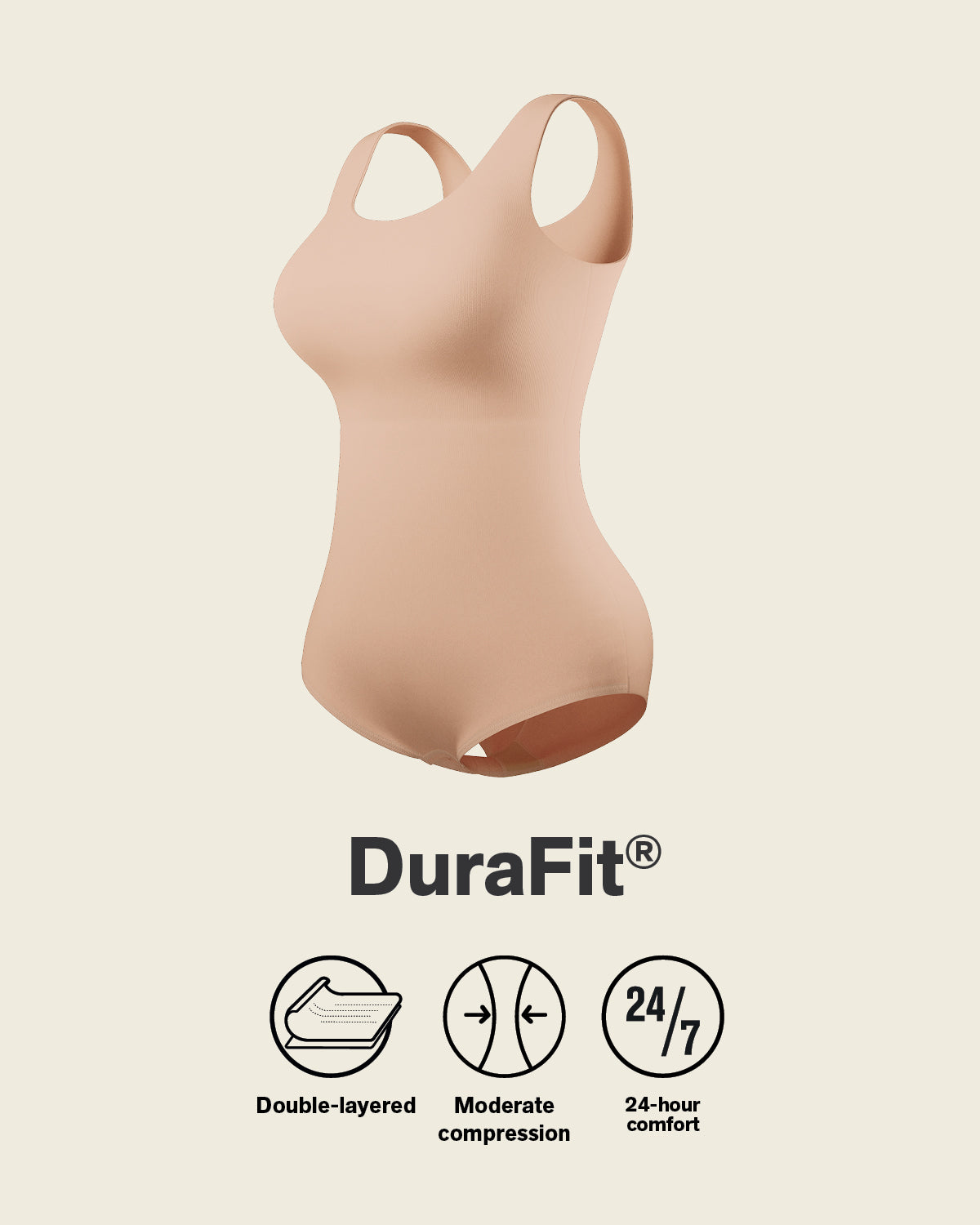 Plunge Classic Sleeveless Shaper Bodysuit#color_801-golden-beige