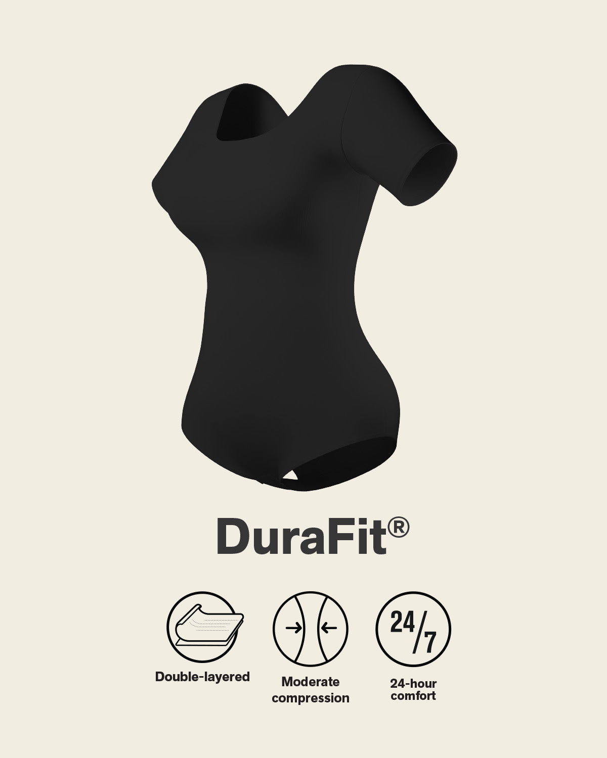 Short Sleeve Round Neck Shaper Bodysuit#color_700-black