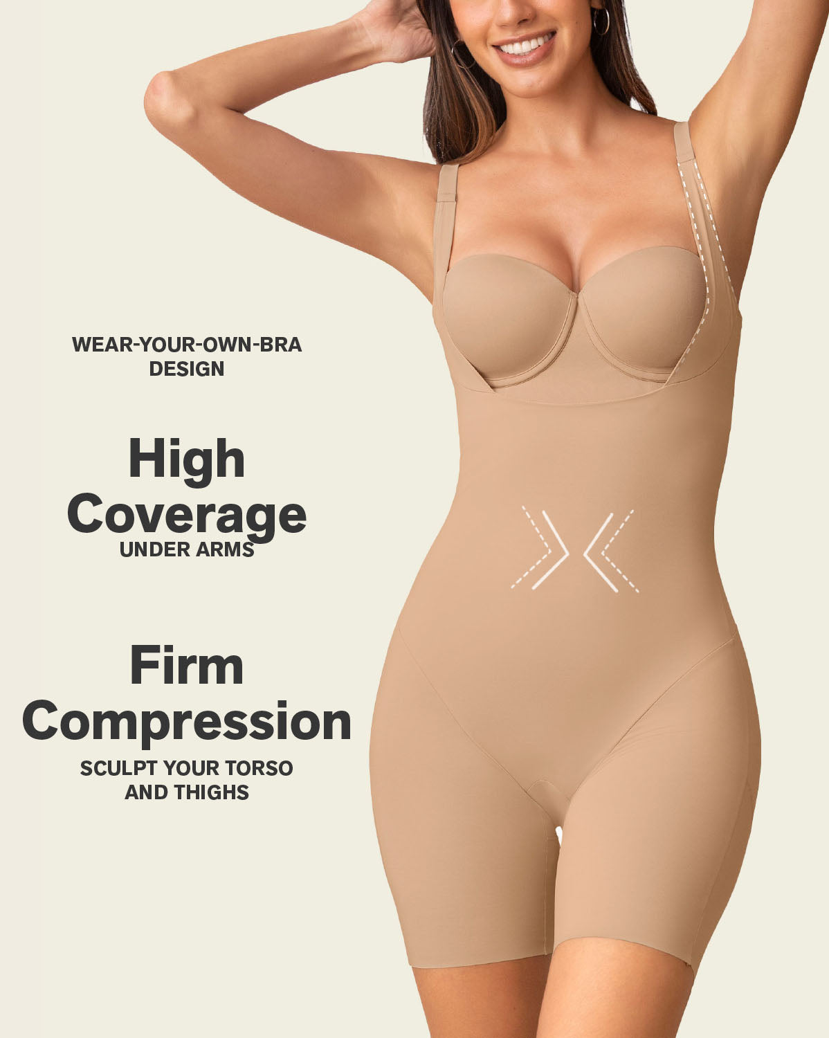 Step-in Body Shaper with Butt-Lifting Short Bottom#color_801-golden-beige