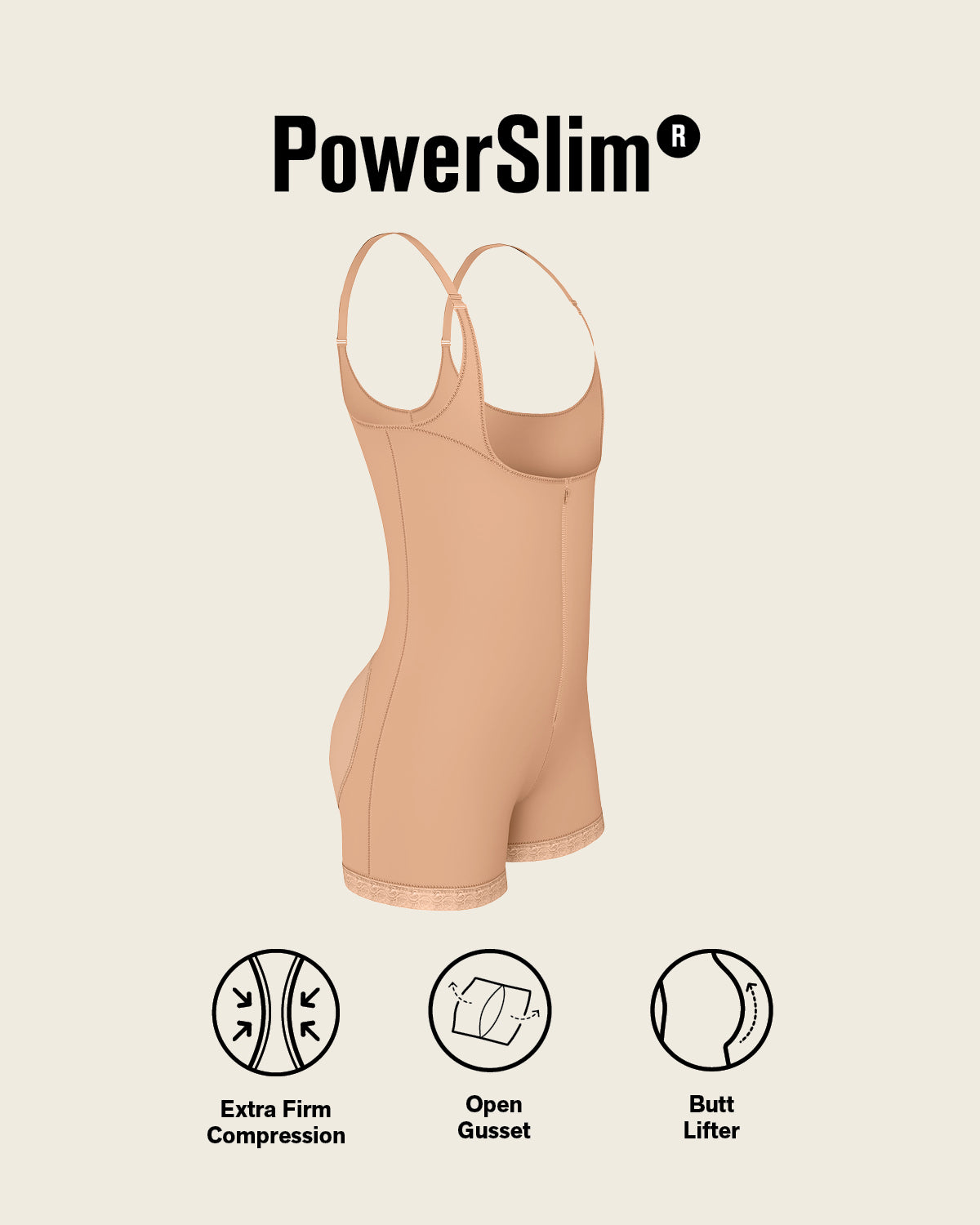 Boyshort bottom body shaper with firm compression#color_880-natural-tan