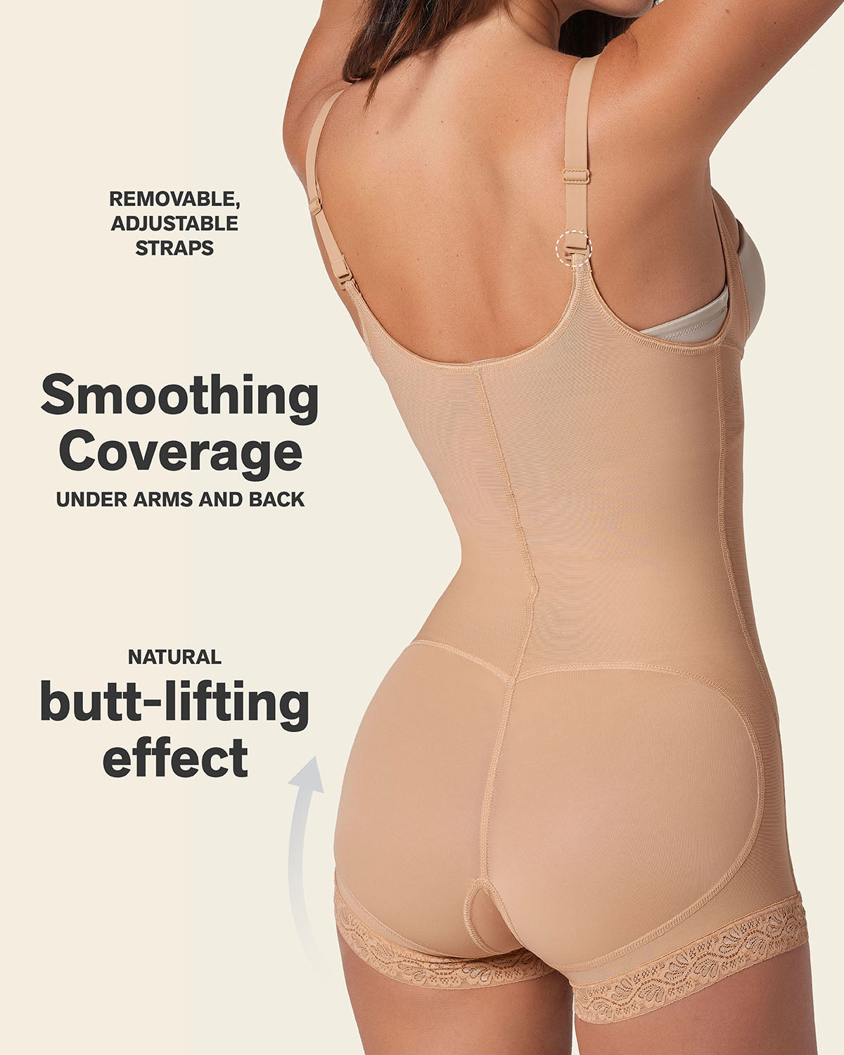 Boyshort bottom body shaper with firm compression#color_880-natural-tan
