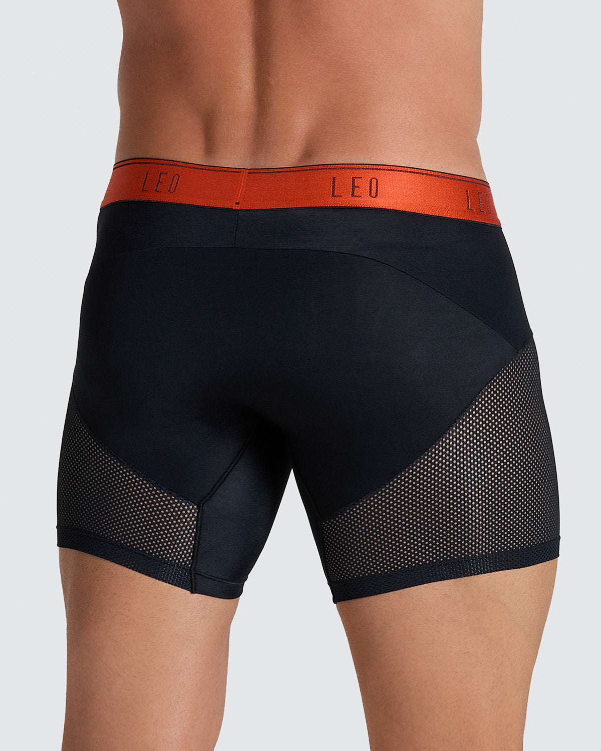 High-Tech Mesh Boxer Brief with Ergonomic Pouch#color_712-black-with-orange-elastic