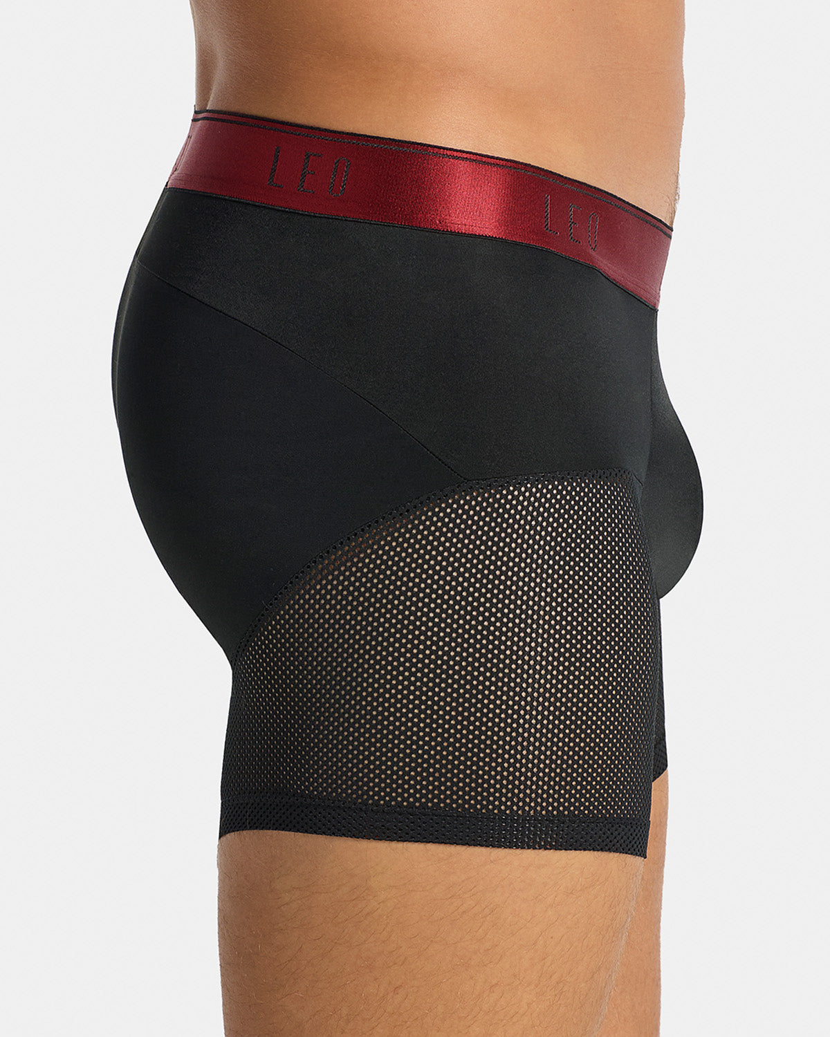 High-Tech Mesh Boxer Brief with Ergonomic Pouch#color_b15-black-with-red-elastic