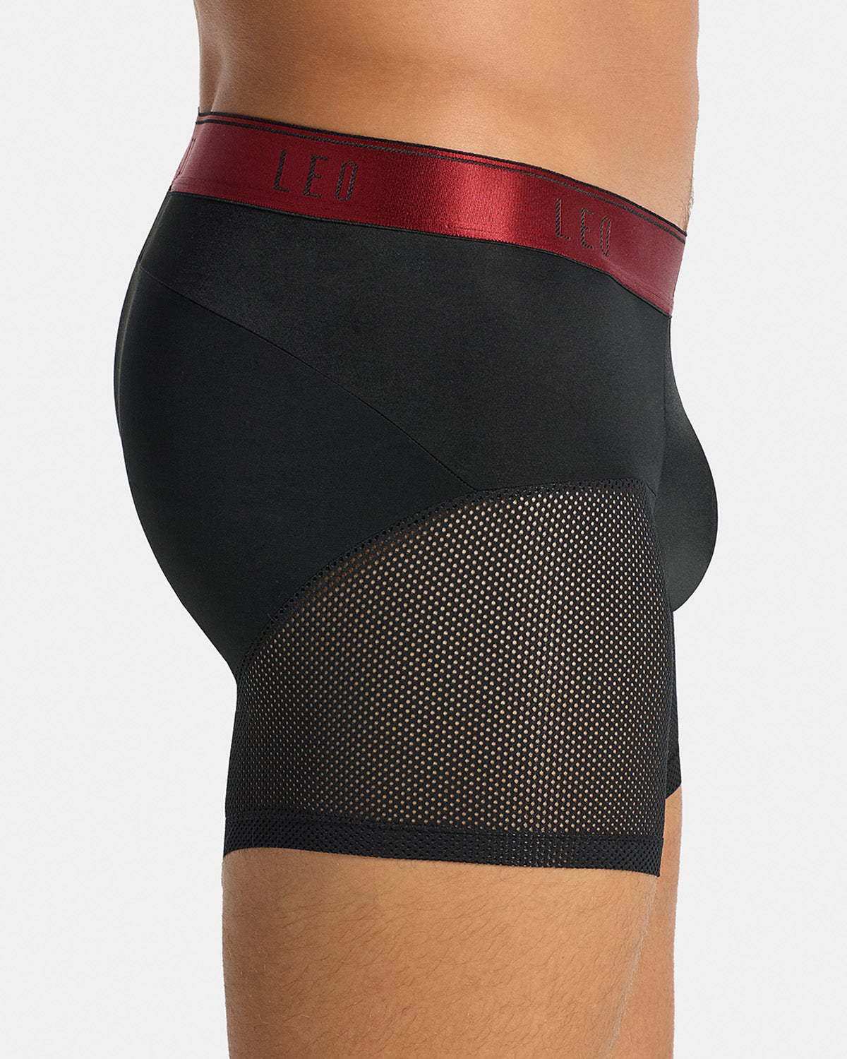 High-Tech Mesh Boxer Brief with Ergonomic Pouch#color_b15-black-with-red-elastic