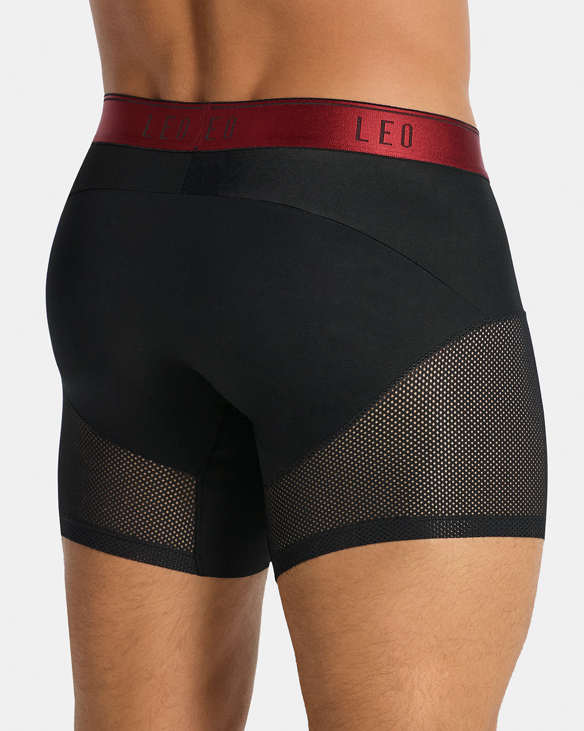 High-Tech Mesh Boxer Brief with Ergonomic Pouch#color_b15-black-with-red-elastic