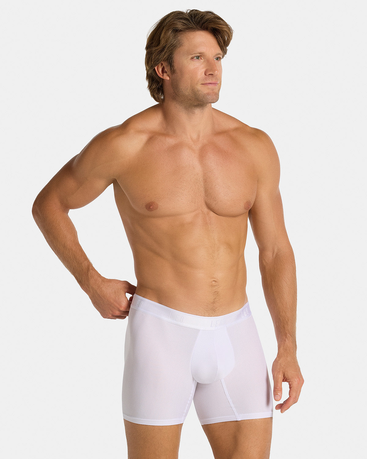 Ultra-Light Boxer Brief with Ergonomic Pouch#color_000-white