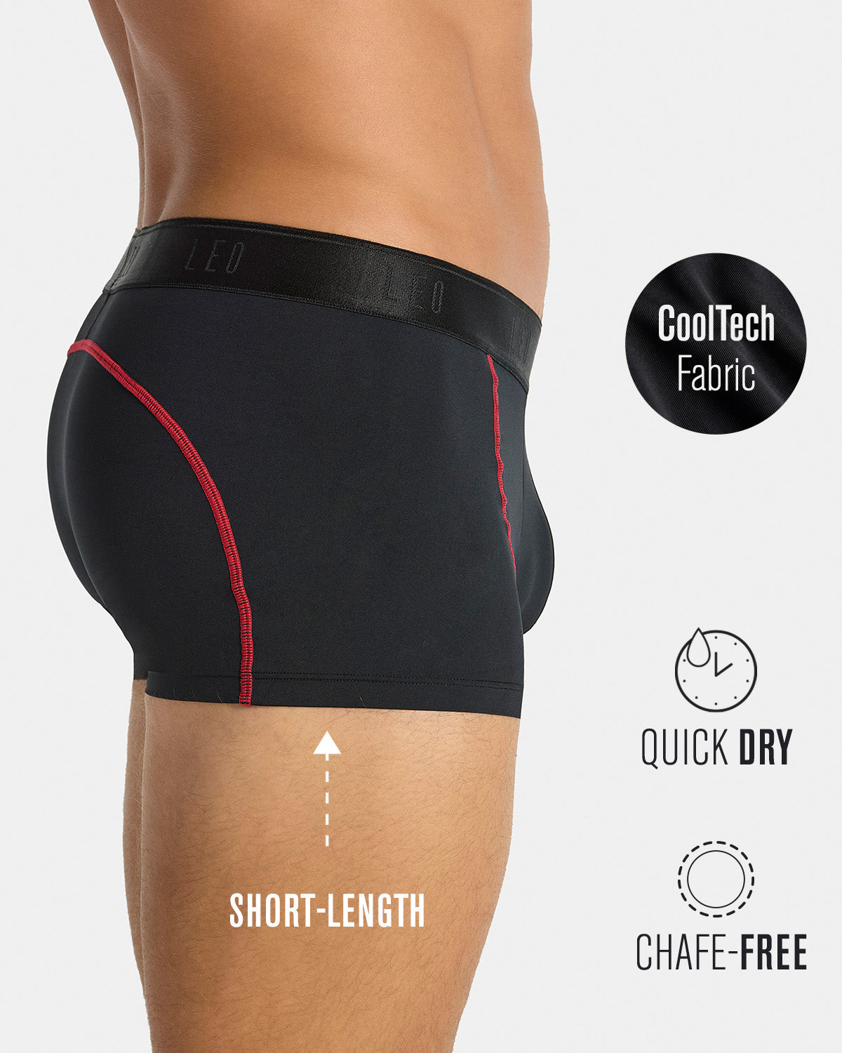 Supportive Super-Cool Trunk with Ergonomic Pouch#color_074-black-with-red-stripe