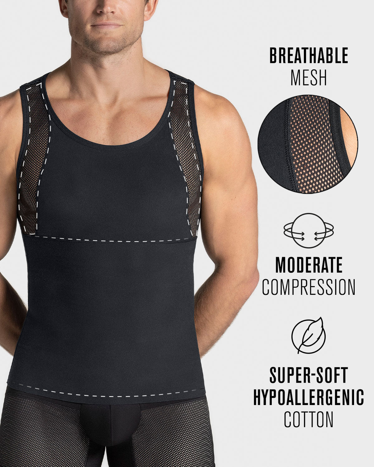 Stretch cotton moderate compression shaper tank#color_700-black