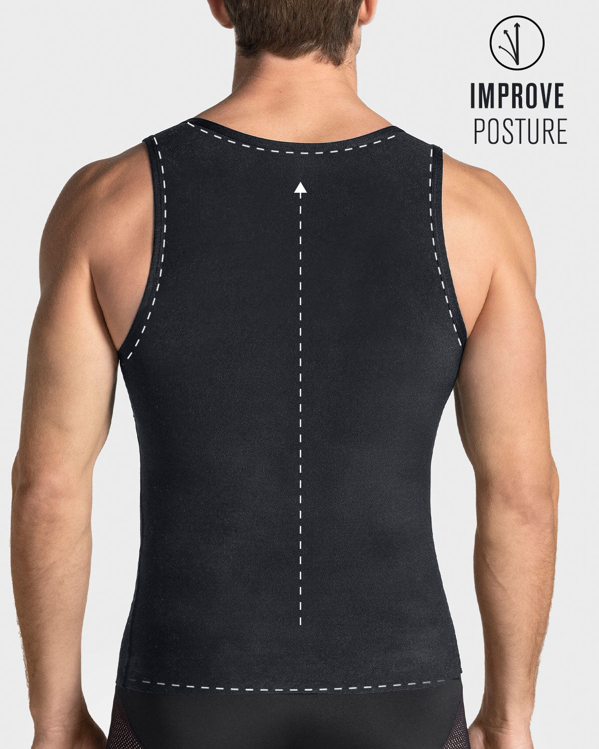 Stretch Cotton Moderate Compression Shaper Tank with Mesh Cutouts#color_000-white