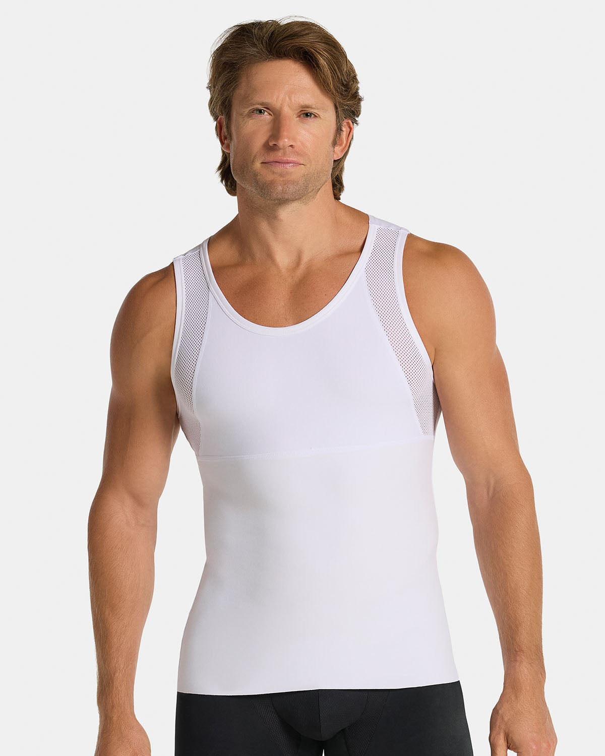 3-Pack of Stretch Cotton Moderate Compression Shaper Tanks with Mesh Cutouts