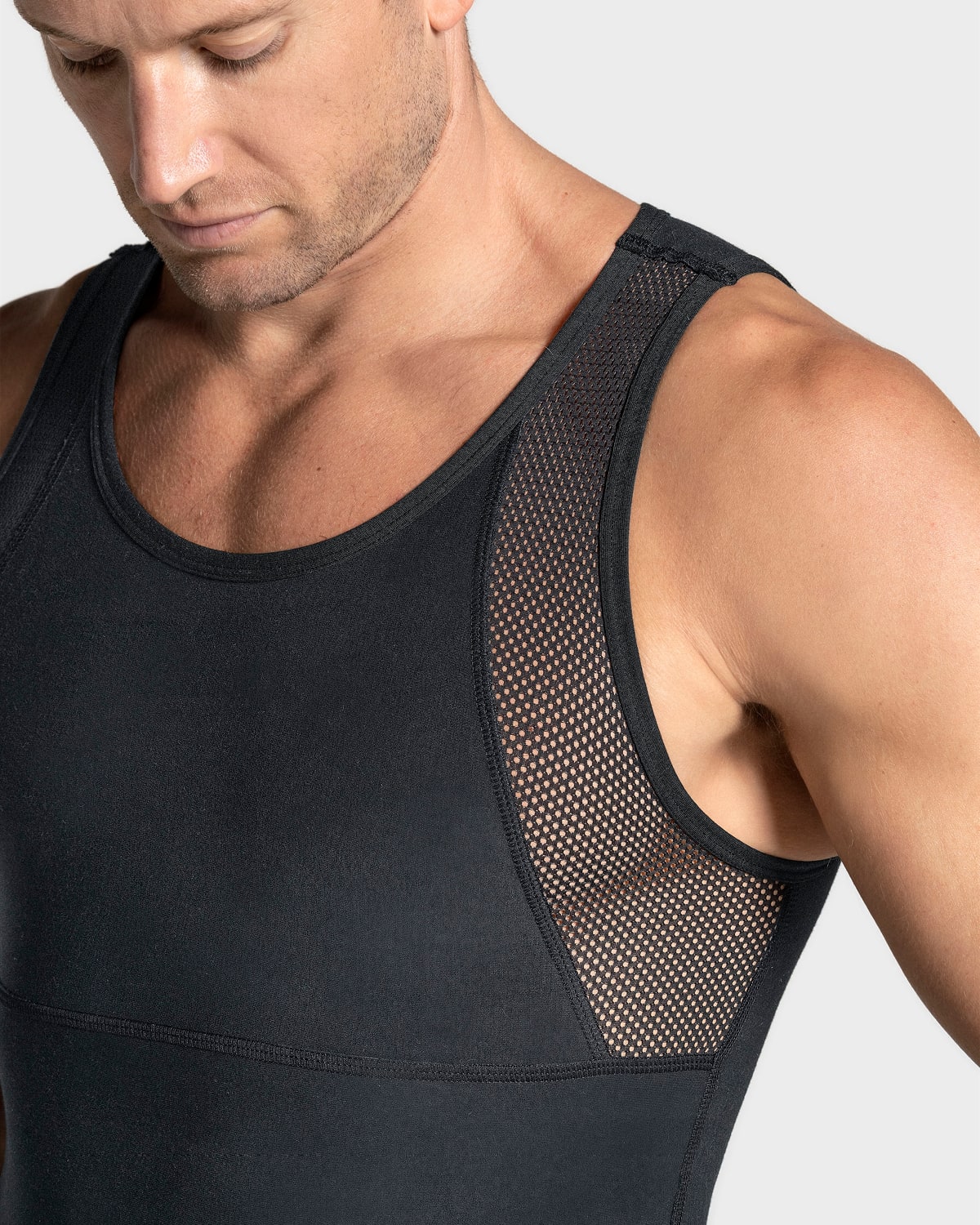 Stretch cotton moderate compression shaper tank#color_700-black