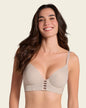 Memory foam push-up underwire bustier bra with strappy front#color_802-nude