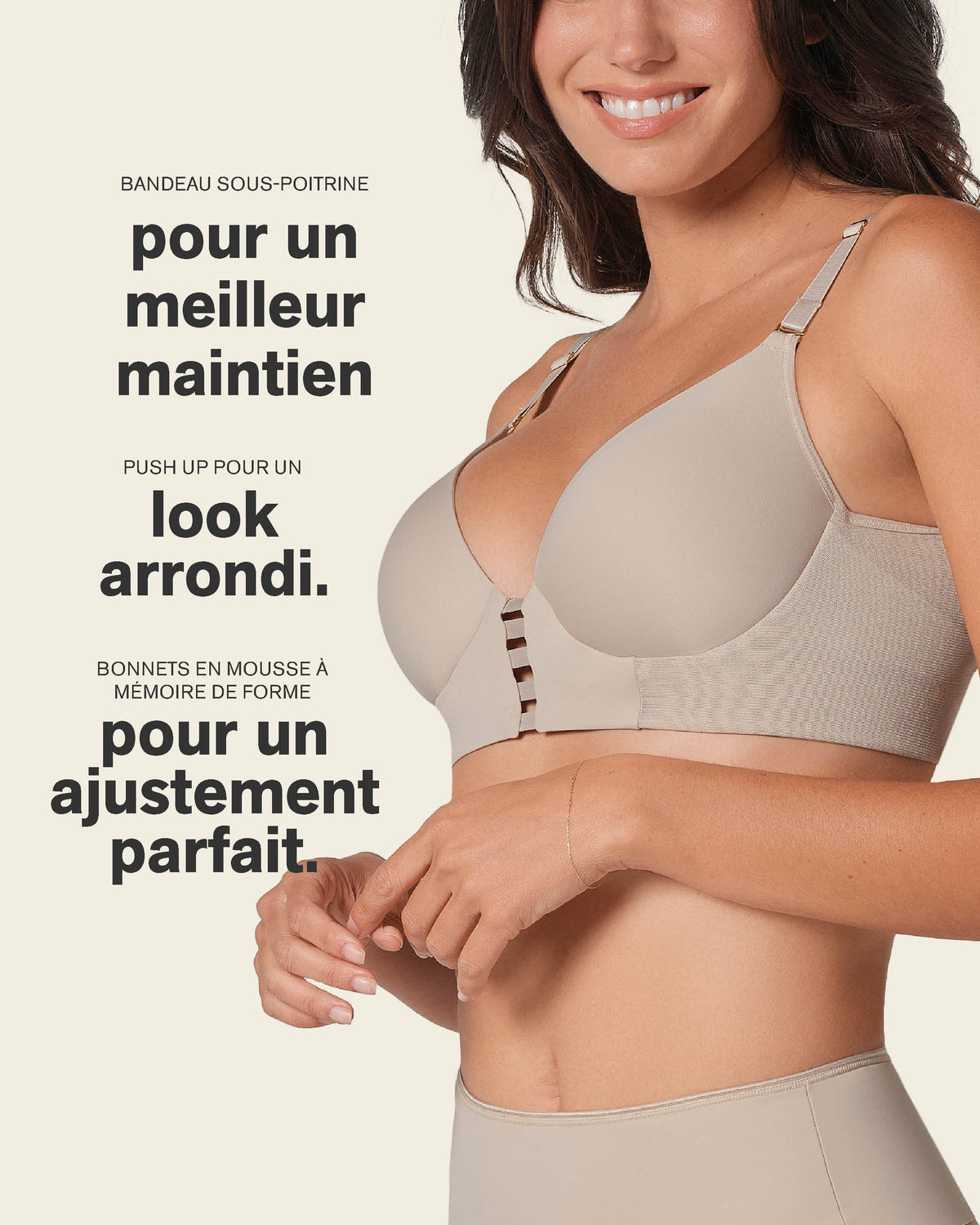 Memory foam push-up underwire bustier bra with strappy front#color_8