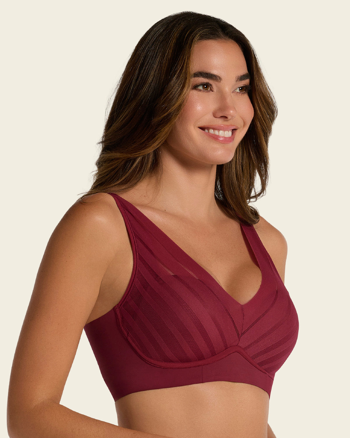 Daily Lace Wireless Support Bra#color_240-wine